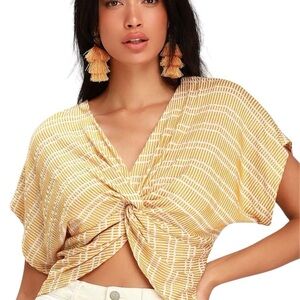 Sage the Label Women's Twist-Front Striped Blouse Size S Multicolor